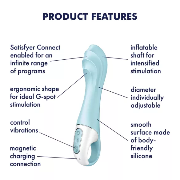 Satisfyer Air Pump Vibrator 5 - Sovelluksella ohjattava (sininen)