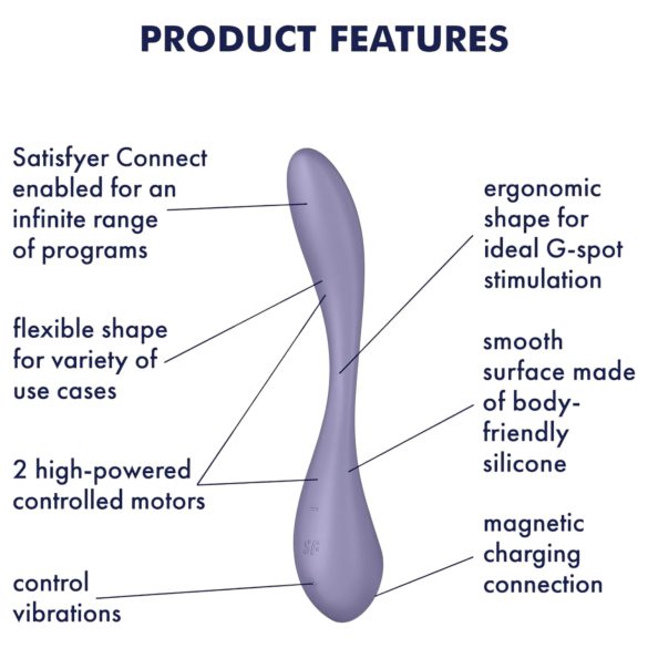 Satisfyer - G-piste vibraattori - taipuisa, Bluetooth, violetti