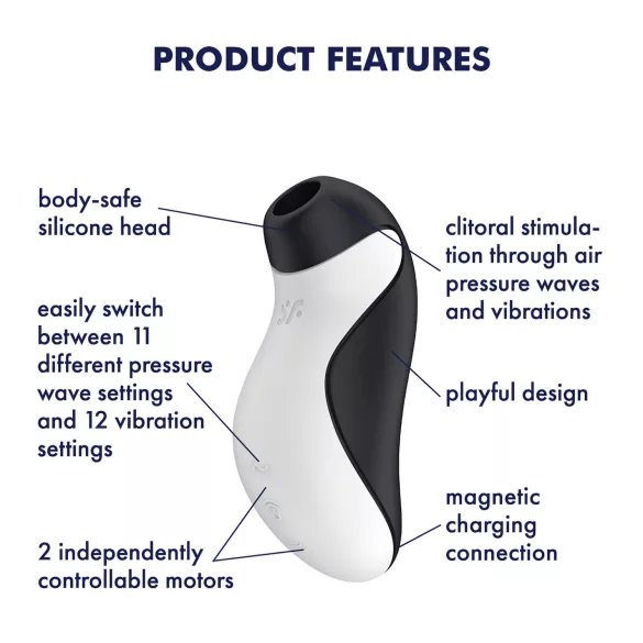Satisfyer Orca - klitoriskiihotin ilmalla - vedenpitävä - mustavalkoinen