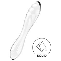   Satisfyer Dazzling Crystal 1 - kaksipäinen lasidildo - läpinäkyvä