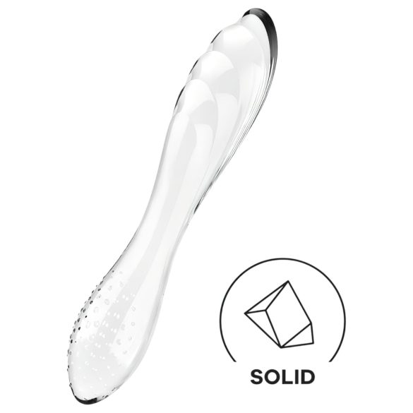 Satisfyer Dazzling Crystal 1 - kaksipäinen lasidildo (läpinäkyvä)