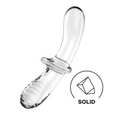   Satisfyer Double Crystal - kaksipäinen lasidildo - läpinäkyvä