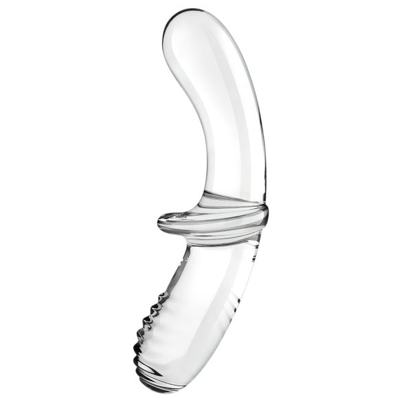 Satisfyer Double Crystal - kaksipäinen lasidildo - läpinäkyvä
