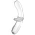 Satisfyer Double Crystal - kaksipäinen lasidildo (läpinäkyvä)