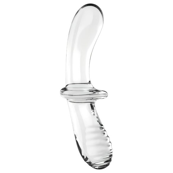 Satisfyer Double Crystal - kaksipäinen lasidildo - läpinäkyvä