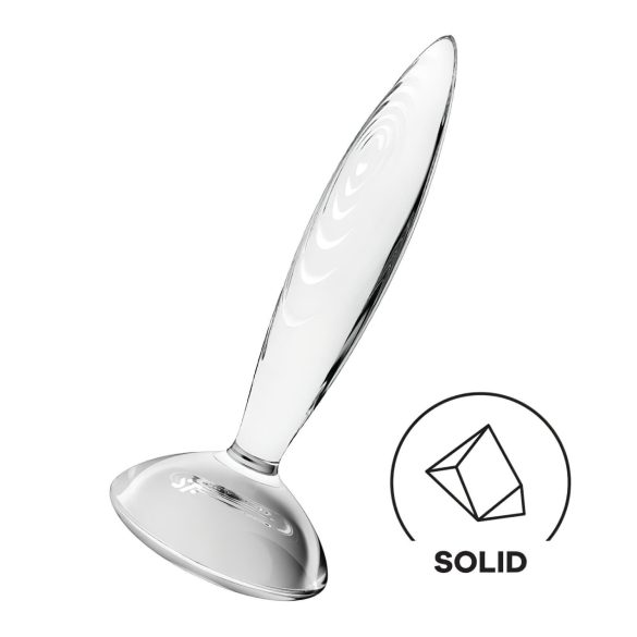 Satisfyer Kimalteleva Kristalli - poimutettu lasidildo (läpinäkyvä)