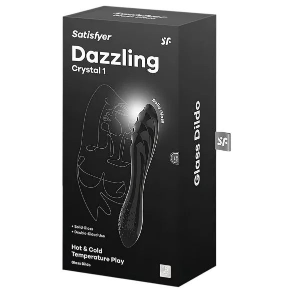 Satisfyer Dazzling Crystal 1 - kaksipäinen lasidildo - musta