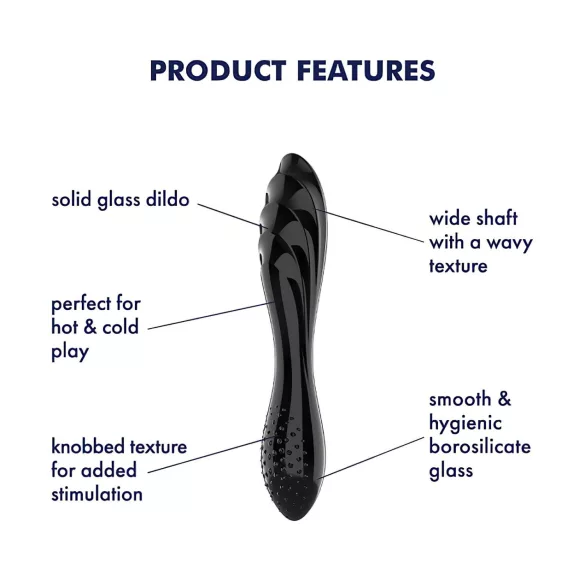 Satisfyer Dazzling Crystal 1 - kaksipäinen lasidildo - musta