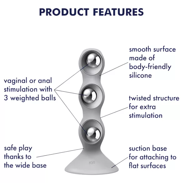 Satisfyer - gyötydildo helmillä - harmaa