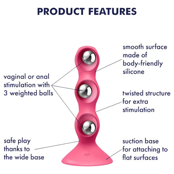 Satisfyer Triple Ball-R - anaalivibraattori gyöngyillä - pinkki