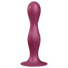   Satisfyer Double Ball-R - kiinnitettävä painotettu dildo - punainen