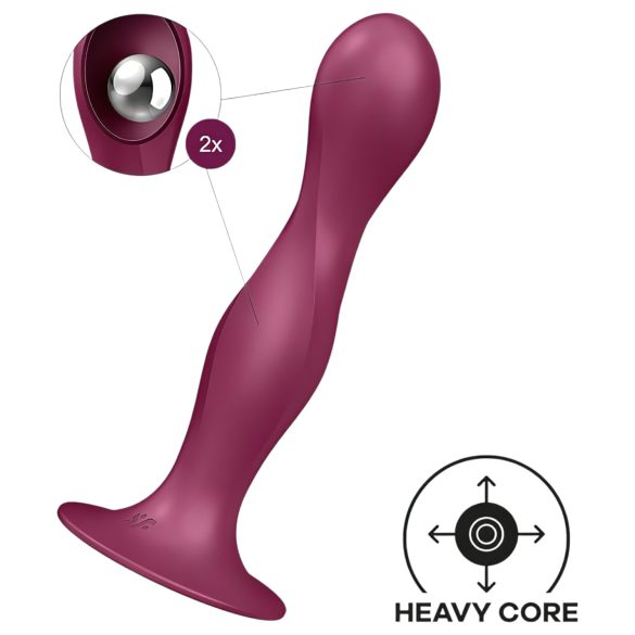 Satisfyer Double Ball-R - kiinnitettävä painotettu dildo - punainen
