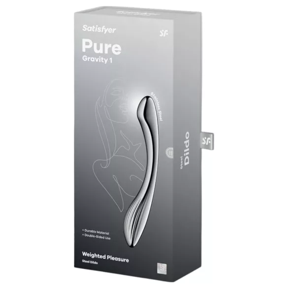 Satisfyer Pure Gravity 1 - teräksinen dildo - juomutettu - hopea