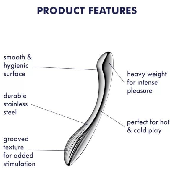 Satisfyer Pure Gravity 1 - teräksinen dildo - juomutettu - hopea