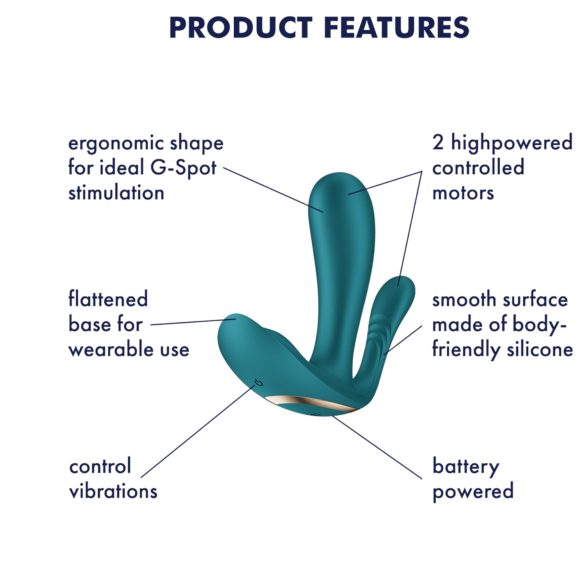 Satisfyer Top Secret+ - kulutettava 3-haarainen vibraattori - vihreä