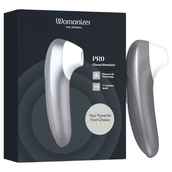 Womanizer Pro - ilmavirtateknologialla toimiva klitoriskiihotin (harmaa)