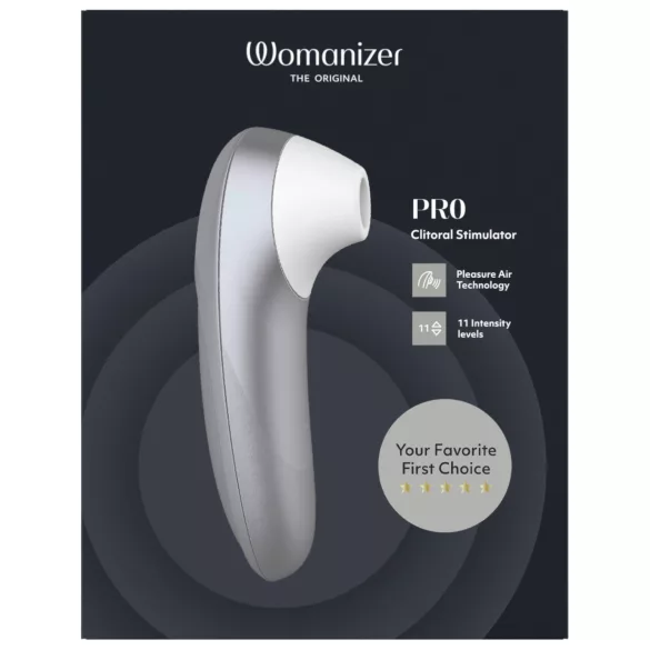 Womanizer Pro - ilmavirtateknologialla toimiva klitoriskiihotin (harmaa)
