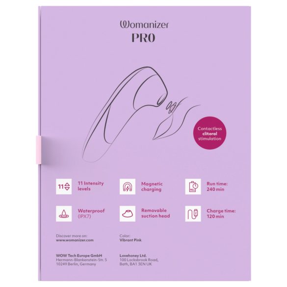 Womanizer Pro - klitoriskiihotin ilmanpaineaalloilla - pinkki