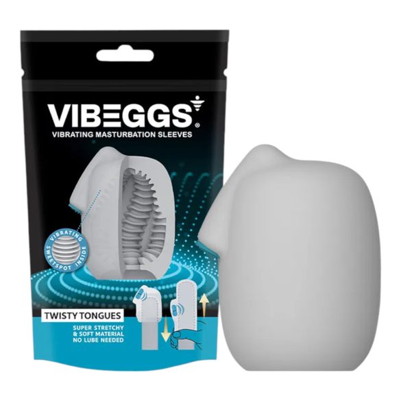 VIBEGGS Twisty Tongues - värisevä muna masturbaattori (valkoinen)