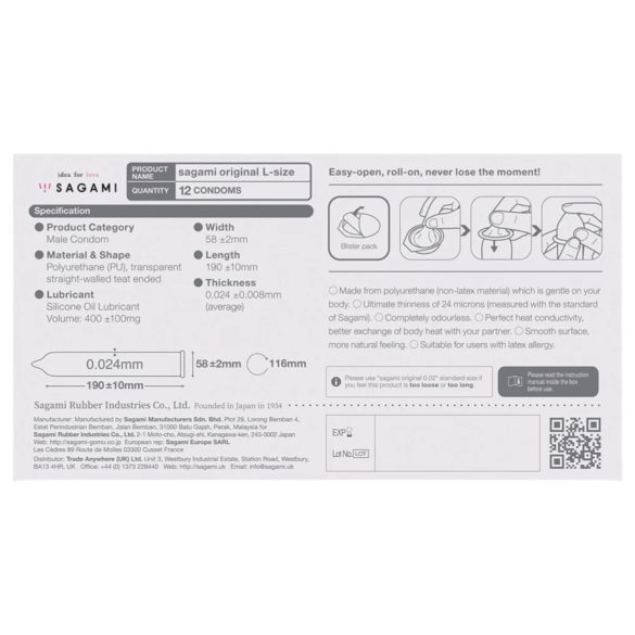 Sagami Original 0.02 L - kondomi - 58mm - 6 kpl