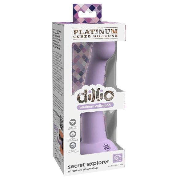 Dillio Salainen Seikkailija - imukuppidildo (17cm) - violetti
