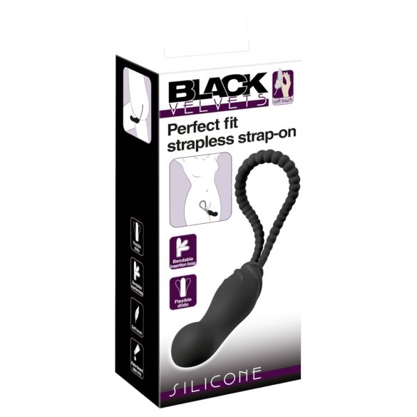Black Velvets Perfect Fit - strap on dildo - säädettävä - musta