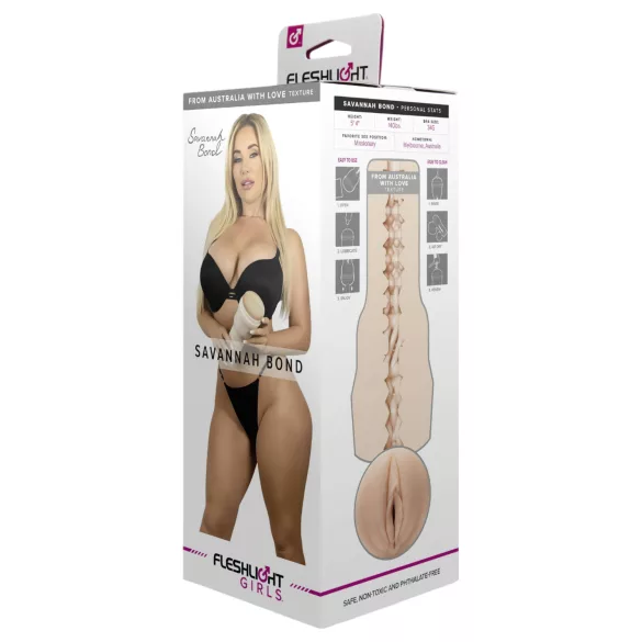 Fleshlight Savannah Bond - aitoa vaginaa muistuttava masturbointilaite - vaalea