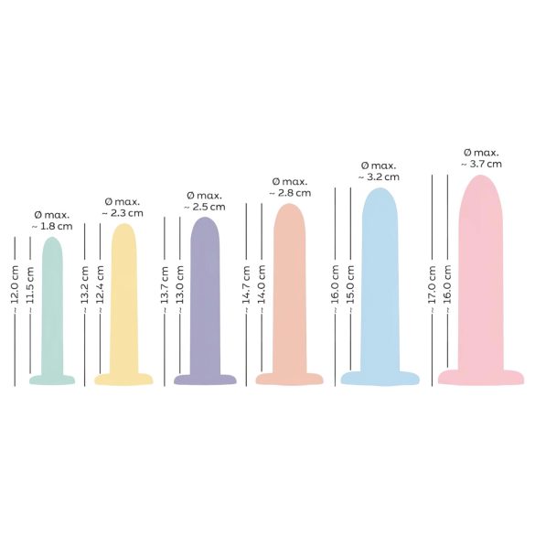 Six in a Row - dildo-harjoitussetti - 6 kpl - monivärinen