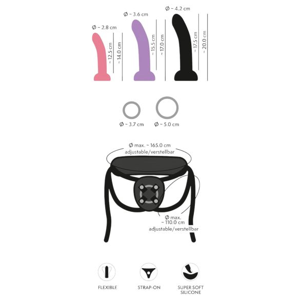 You2Toys - strap-on dildo setti - musta