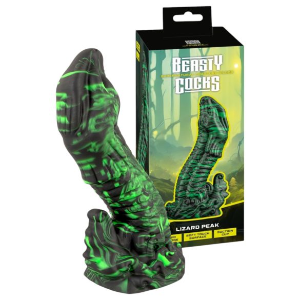 Beasty Cocks Lizard Peak - Liskopenis Dildo (vihreä-musta)