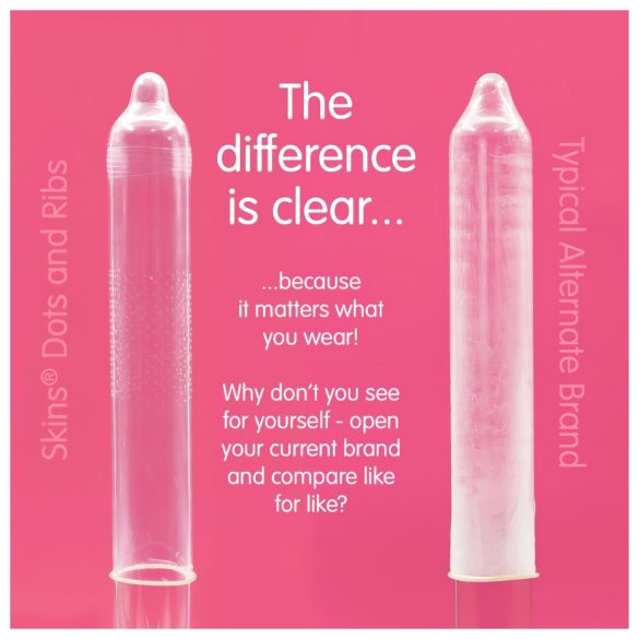 Skins - kondomi - juomutettu ja nystyröity - 4 kpl