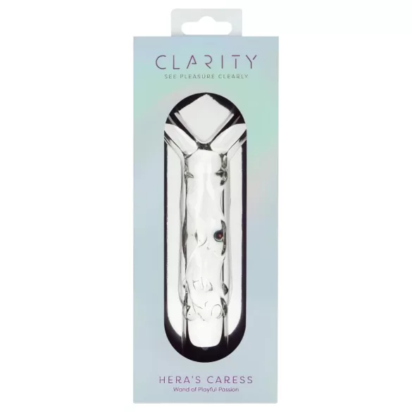 Clarity - lasidildo sydänkahvalla - kirkas