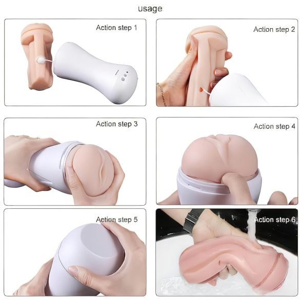 Lonely Happy - ladattava ääntelevä masturbaattori - valkoinen/nude