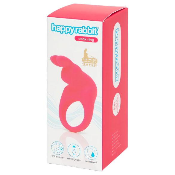 Happyrabbit Cock - ladattava värinä penisrengas (vaaleanpunainen)