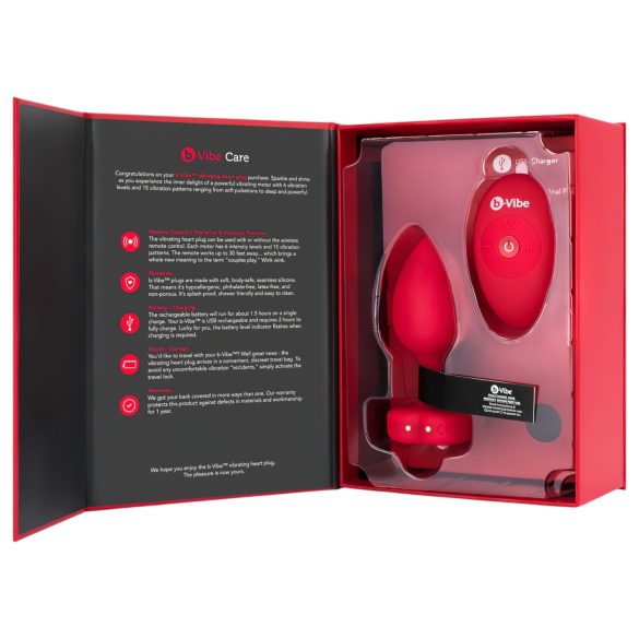 b-vibe heart - ladattava anaalivibraattori (punainen)