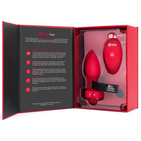 b-vibe heart - ladattava anaalivibraattori (punainen)
