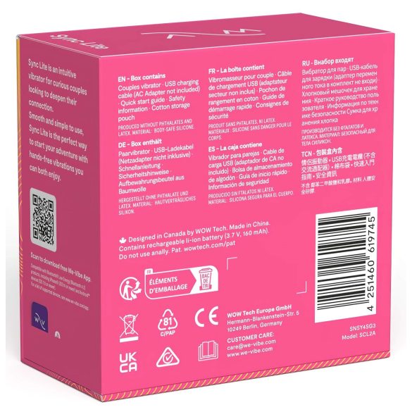 We-Vibe Sync Lite - parivibraattori kaukosäädin - pinkki