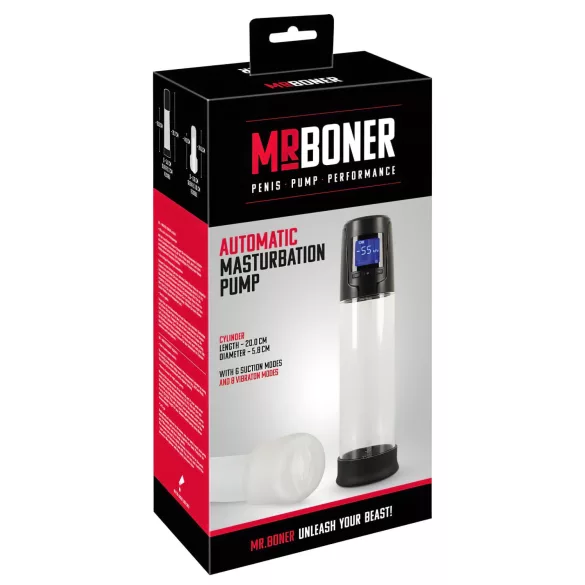 Mister Boner - automaattinen penispumppu - ladattava - musta/läpinäkyvä