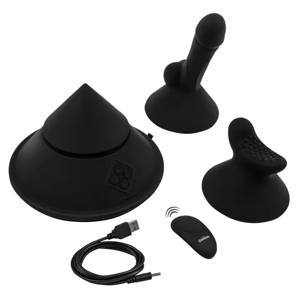 The Cowgirl Cone - sovelluksella ohjattava premium‑seksikone - 2 vaihdettavalla lisäosalla, 20 värinätilaa (musta)