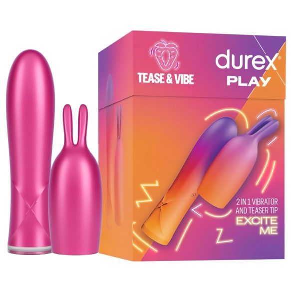 Durex Tease & Vibe - sauvavibraattori pupuklitoriskiihottimella (pinkki)