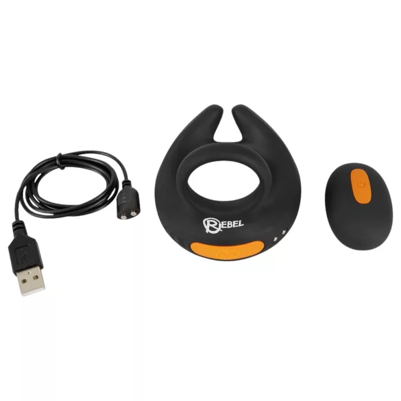 Rebel - värisevä penisrengas ja kivesten vibraattori - musta