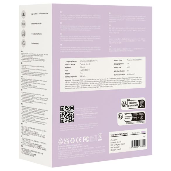 Svakom Phoenix Neo 2 - vibraatiomuna - älyohjaus - violetti