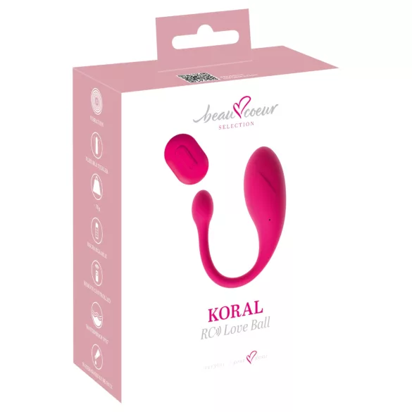 Beau Coeur Koral - vibraatio-muna kaukosäätimellä - pinkki