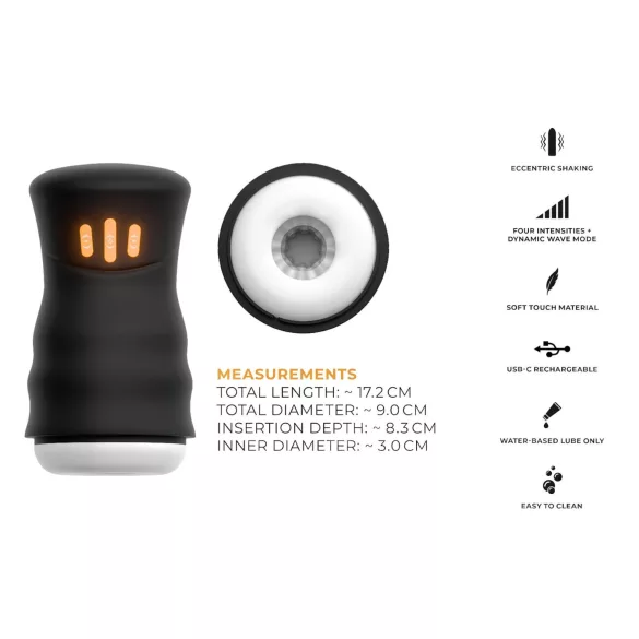 You2Toys Gyro - pyörivä ja värisevä masturbaattori - musta