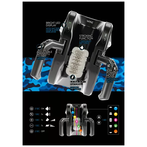 WYNE 10 - automaattinen masturbaattori kahvalla - musta