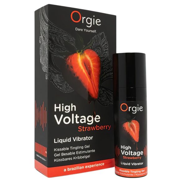Orgie High Voltage - nestemäinen vibraattori - mansikka - 15 ml