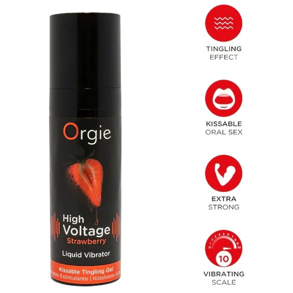 Orgie High Voltage - nestemäinen vibraattori - mansikka - 15 ml