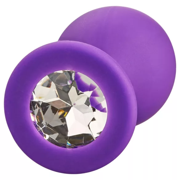 Baseks - kristallikivinen silikoninen anustappi (violetti) - 8 cm