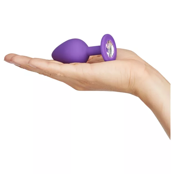 Baseks - kristallikivinen silikoninen anustappi (violetti) - 8 cm
