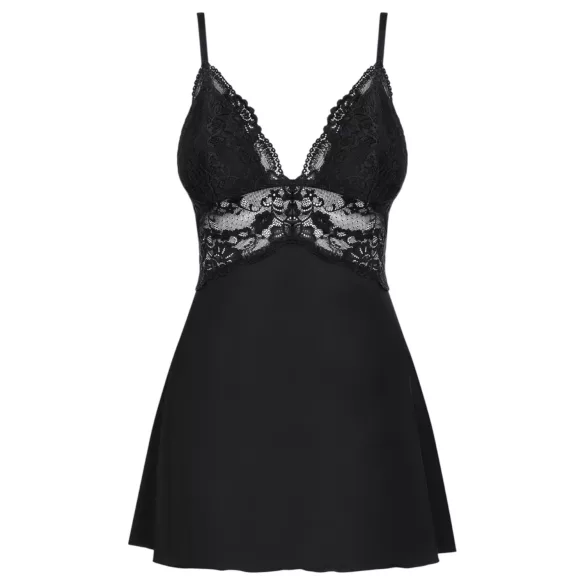 Obsessive - pitsibabydoll ja stringit (musta) - L/XL